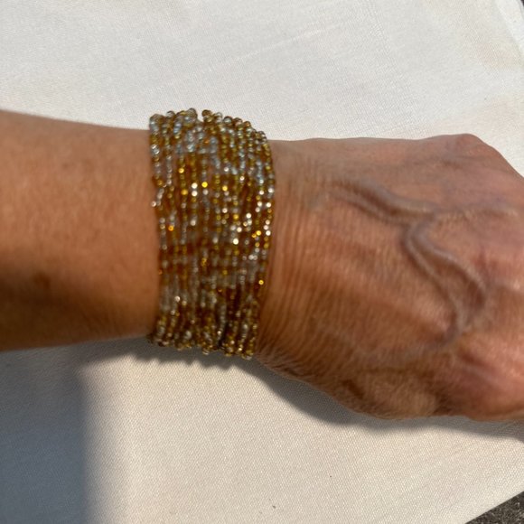 Beaded bracelet plus Stretch bangle bracelet plus Set of 2 wood bangles. - Picture 3 of 15